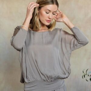 Cobblestone Living Cassandra Silk Top - Dark Grey